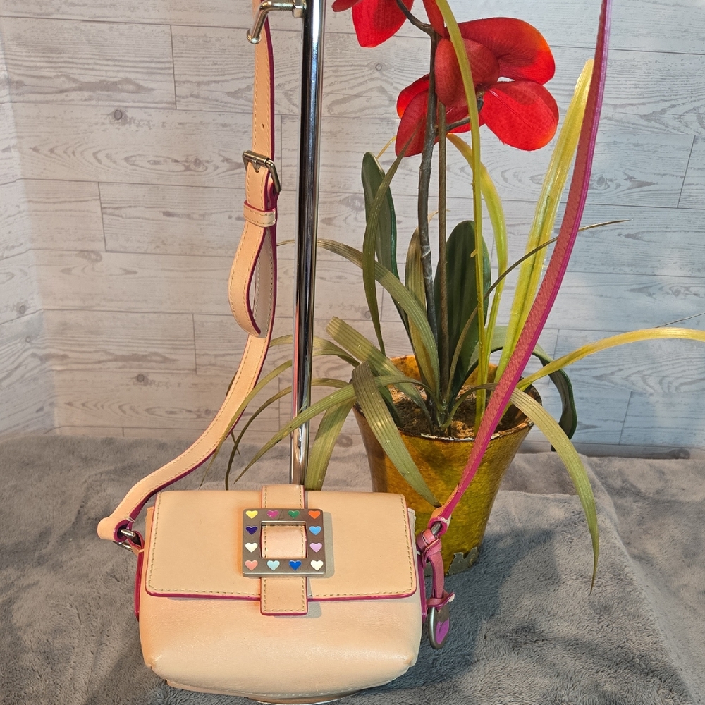 Vintage Y2k Dooney & Bourke Multi Color Heart Buckle Mini Crossbody Bag